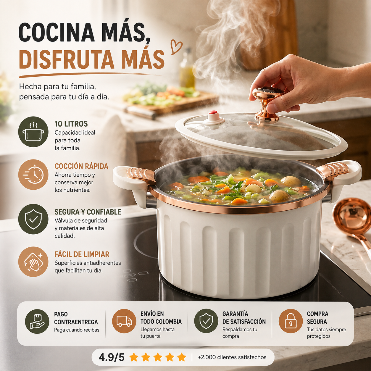 Olla MicroPresión Antiadherente Premium 10L