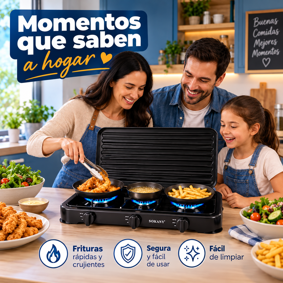 Estufa de Gas Sokany ® Portátil 3 Puestos