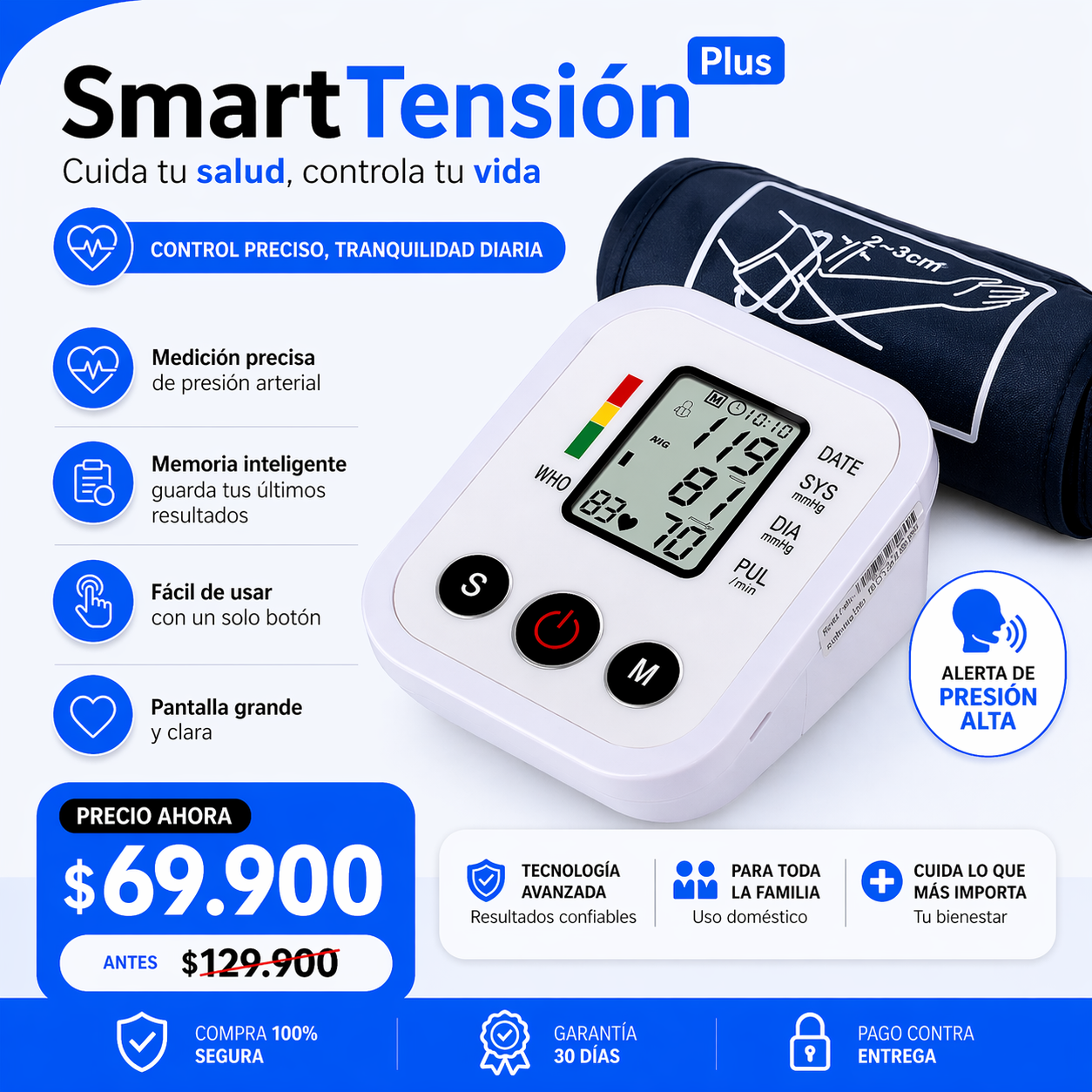 SmartTensión Plus- Controla tu presión y pulso en casa sin complicaciones y con guía por voz