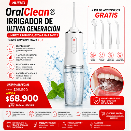 OralClean® Irrigador de Ultima Generación + Kit de Accesorios Gratis