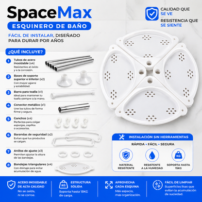 SpaceMax Esquinero de  Baño- Aprovecha cada esquina con estilo premium y máxima resistencia