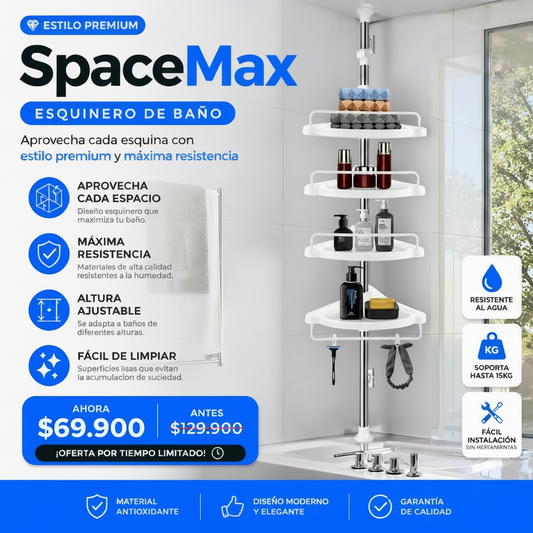 SpaceMax Esquinero de  Baño- Aprovecha cada esquina con estilo premium y máxima resistencia