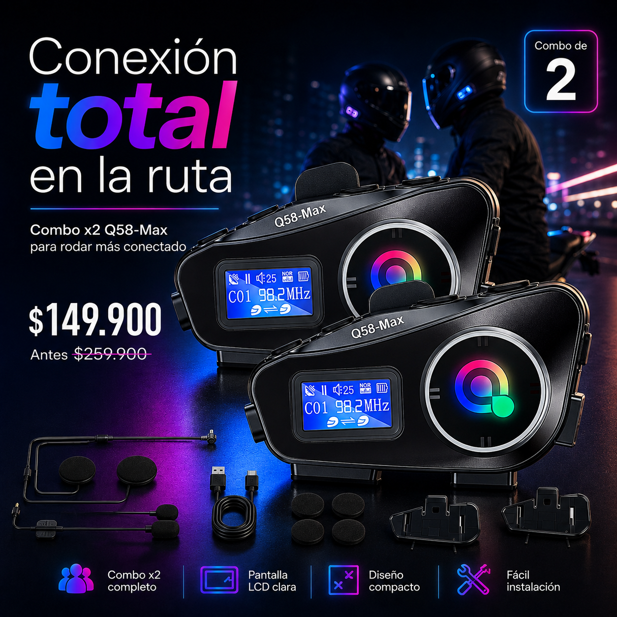 COMBO Q58 2 INTERCOMUNICADORES