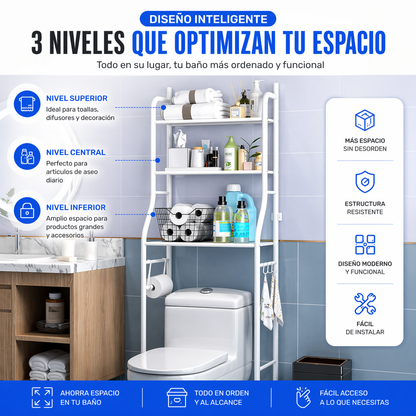 UltraRack Organizador Vertical de Baño- Aprovecha cada espacio con este organizador inteligente de 3 niveles