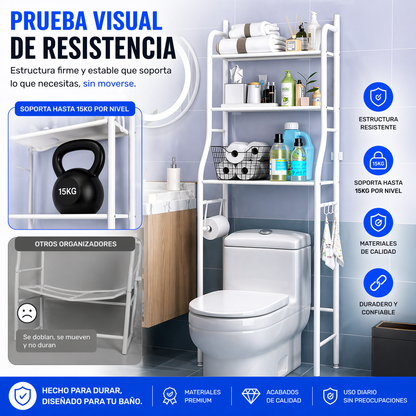 UltraRack Organizador Vertical de Baño- Aprovecha cada espacio con este organizador inteligente de 3 niveles